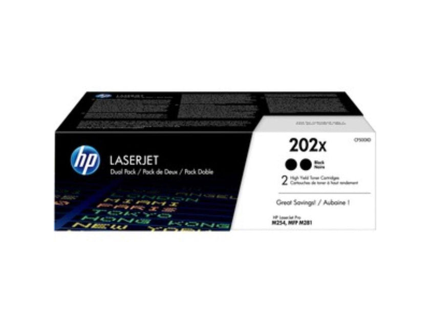 HP 202X CF500XD 2 High Yield Black Toner Cartridges