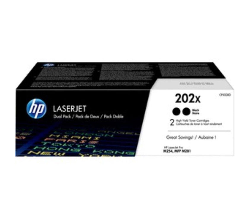 HP 202X CF500XD 2 High Yield Black Toner Cartridges