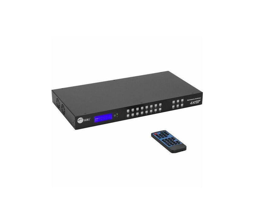 SIIG 8x8 HDMI 4K60Hz Matrix Switcher with LCD 18Gbps Downscaling EDID Management ARC Audio Embedded/Extraction 
Bulk Pack