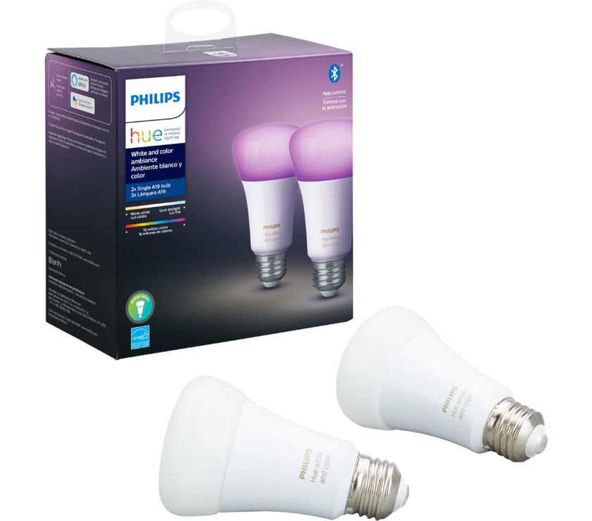 Philips Hue White and Color Ambiance 2-Pack A19 LED Smart Bulb