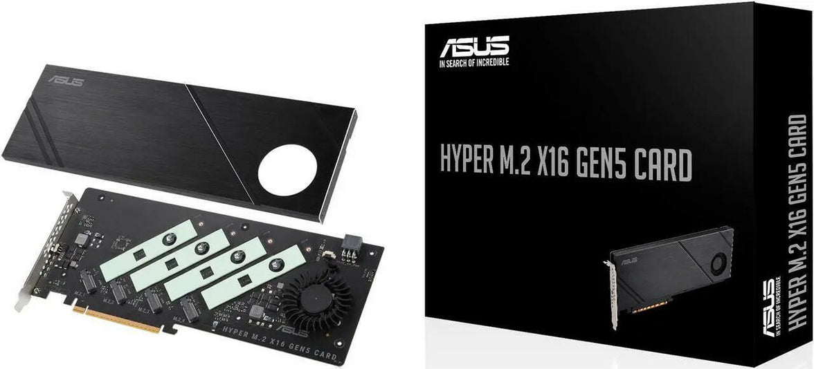 ASUS Hyper M.2 x16 Gen5 Card (PCIe 5.0/4.0) 4x NVMe M.2 (2242/2260/2280/22110)